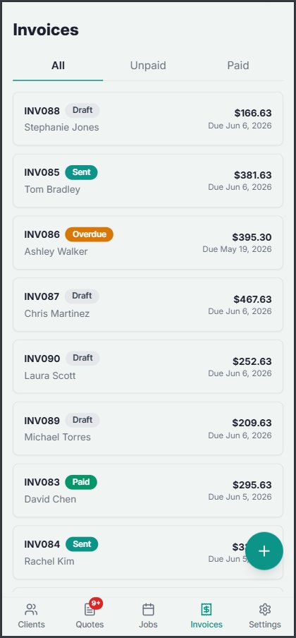 Every invoice tracked automatically. Sent, overdue, or paid — nothing slips through.